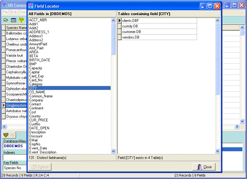 Locate All Fields in a Database (of all tables)